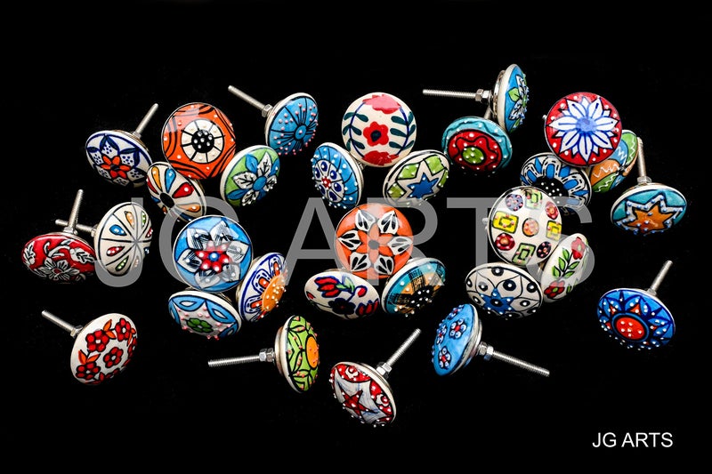 JGARTS 30 x Mix Vintage Look Flower Ceramic Knobs Door Handle Cabinet Drawer Cupboard Pull - Image 4